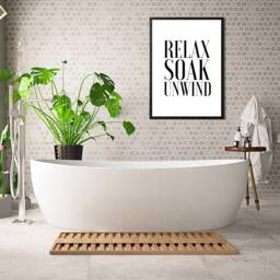 Relax Soak Unwind Print - Women's Bathroom Tranquility Wall Art in A Variety Of Sizes - thumbnail 1