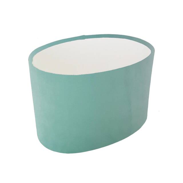 Oval Light Mint Lampshade in Velvet With White Lining - image 1