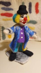 Clown Felted Figurin, Art Doll, Magical Clown, Hand Made, Wool Figure - thumbnail 3