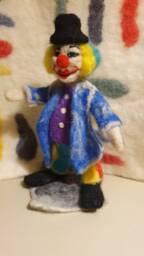 Clown Felted Figurin, Art Doll, Magical Clown, Hand Made, Wool Figure - thumbnail 4
