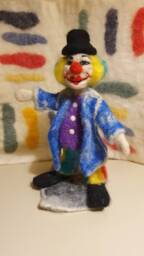 Clown Felted Figurin, Art Doll, Magical Clown, Hand Made, Wool Figure - thumbnail 2
