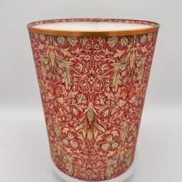William Morris Waste Paper Bin, Fabric Desk Handmade Basket, Decorative Home Office Bin - Snakeshead Wine - thumbnail 3