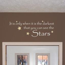 It Is Only When It The Darkest That You Can See Stars Vinyl Wall Decal, Inspirational Quote, Encouragment Words, Emerson Quote - thumbnail 1
