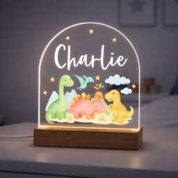 Personalised Led Dinosaur Light, Kids Night Light Lamp, Gifts For Bedroom, Birthday Kids, Boys Bedroom Nursery - thumbnail 1
