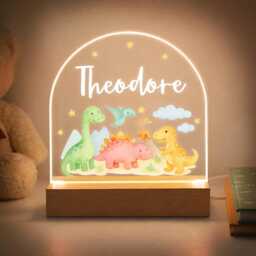 Personalised Led Dinosaur Light, Kids Night Light Lamp, Gifts For Bedroom, Birthday Kids, Boys Bedroom Nursery - thumbnail 3