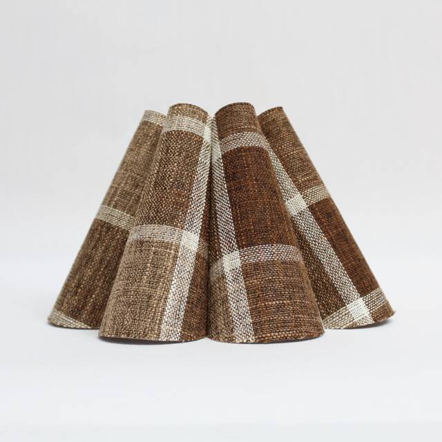 Handmade Brown Plaid Pleated Lampshade-87# - image 1