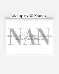 Personalised Nan Print, Family Name Print, Mothers Day Gift, Family Gift For Nan, Grandma Print, Gift Grandma - thumbnail 1