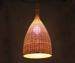 Cone-Shape Bamboo Pendant Light Rustic Decorative Lighting