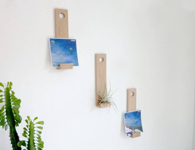 Wall-Mounted Photo Holder in Oak Wood, Handmade France - image 1