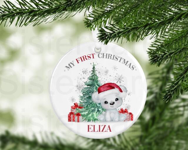 Baby Girls Boys 1st Personalised Christmas Bauble Gift Present Baby's First Keepsake Tree Xmas Daughter Son Nephew Niece - image 1