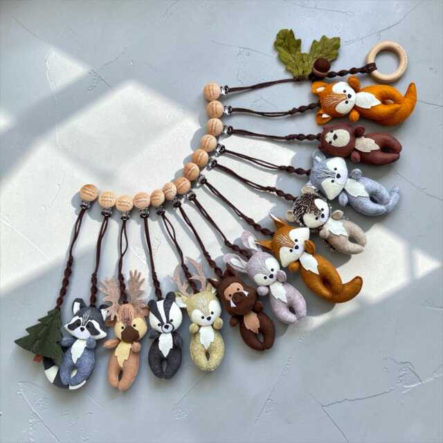 Woodland Animals Stroller Mobile Felt Pram Toy Set - image 1