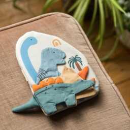 Personalised Dinosaur Crinkle Book - Baby Shower Gift, Newborn Sensory Montessori Toy - thumbnail 3