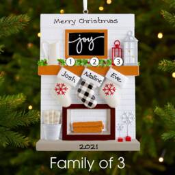 Personalised Family Christmas Xmas Tree Decoration Ornament - Fireplace - thumbnail 2