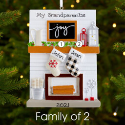 Personalised Family Christmas Xmas Tree Decoration Ornament - Fireplace - thumbnail 1