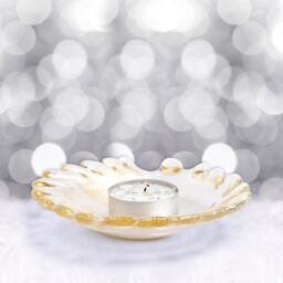 Murano Glass Gold Candleholder Plate - Italian Christmas Decor