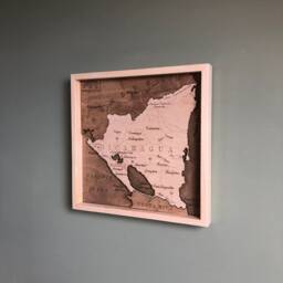 Handmade Nicaragua Wooden 3D Map Antique Style Wall Art - thumbnail 3