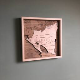 Handmade Nicaragua Wooden 3D Map Antique Style Wall Art - thumbnail 1