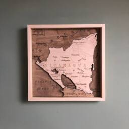 Handmade Nicaragua Wooden 3D Map Antique Style Wall Art - thumbnail 2