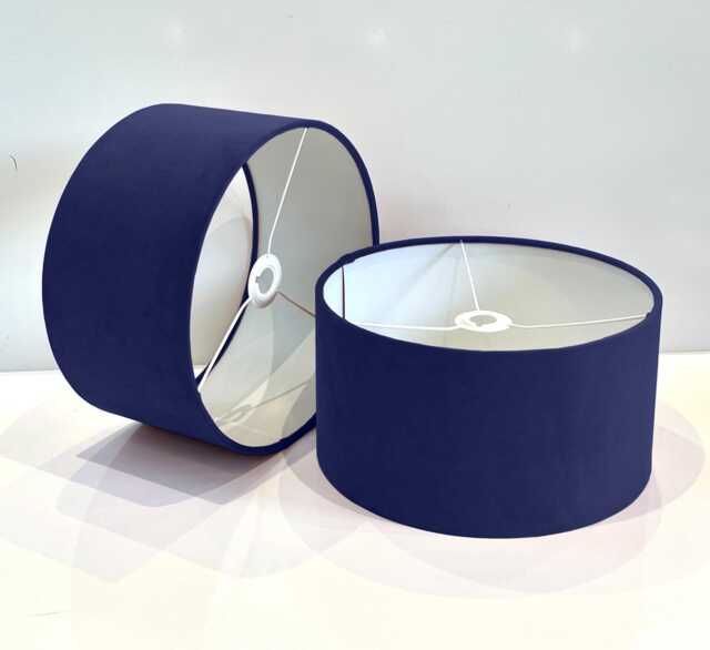 New Handmade Royal Blue Velvet Drum Lamp Shade Suitable For Tables & Ceilings With White Lining All Shapes Available Sizes On Demand - image 1