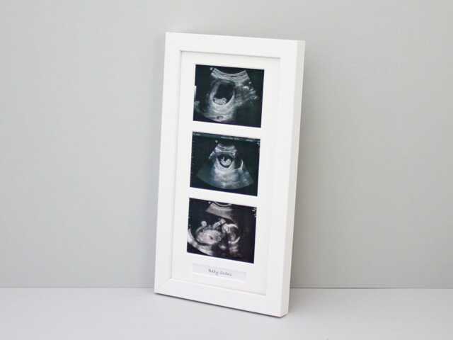 Baby Scan Photo Frame - Multi Aperture For Three Sized Photos & Text Box. Handmade. Shower Gift - Pregnancy Announcement - image 1