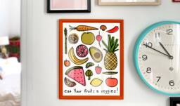 Eat Your Fruits & Veggies Art Print Digital Download - Printable Artwork Fruit Illustration House Warming - thumbnail 1