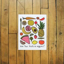 Eat Your Fruits & Veggies Art Print Digital Download - Printable Artwork Fruit Illustration House Warming - thumbnail 4