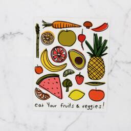 Eat Your Fruits & Veggies Art Print Digital Download - Printable Artwork Fruit Illustration House Warming - thumbnail 2
