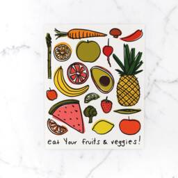 Eat Your Fruits & Veggies Art Print Digital Download - Printable Artwork Fruit Illustration House Warming - thumbnail 3