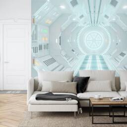 3D Spaceship Corridor Kids Room Mural, Peel & Stick Wallpaper - thumbnail 2