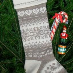 Neutral Two Tone Christmas Stocking, Personalized - thumbnail 2