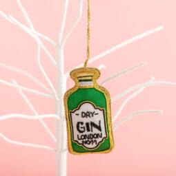 Embroidered Gin Tree Decoration - Unique Christmas Bauble Gift Ideas Festive Themed Gifts Decorations