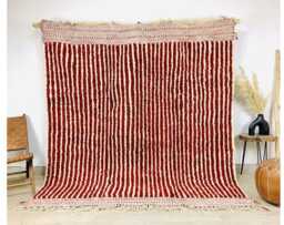 White Terracotta Stripe Shag Rug - Moroccan Rugs Tufted High Pile Wool Decor Large Area Floor Hand Carpet