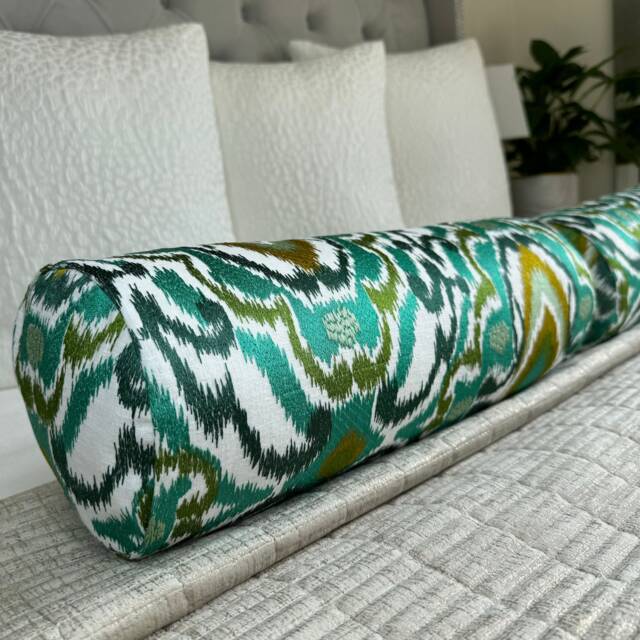 "Art Deco Decorative Scatter Cushion, Embroidered Modern Pillow 16"" X 6" - image 1