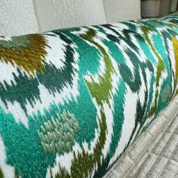 "Art Deco Decorative Scatter Cushion, Embroidered Modern Pillow 16"" X 6" - thumbnail 2