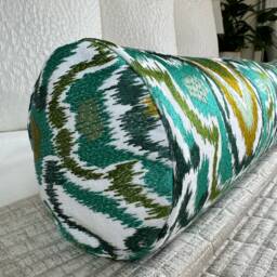 "Art Deco Decorative Scatter Cushion, Embroidered Modern Pillow 16"" X 6" - thumbnail 4