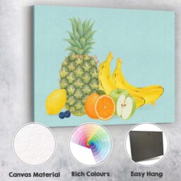 Tropical Mixed Fruit Watercolour Still Life Canvas Wall Art Print Decor Picture Ready To Hang - thumbnail 2