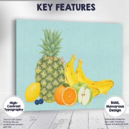 Tropical Mixed Fruit Watercolour Still Life Canvas Wall Art Print Decor Picture Ready To Hang - thumbnail 1