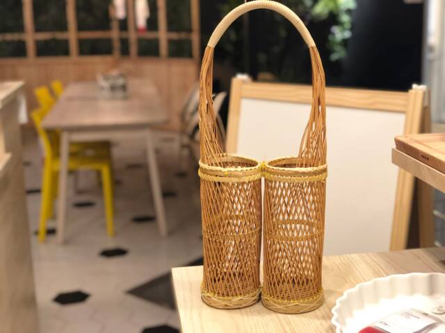Wine Rack Basket For Gift Made Of Bamboo Kitchen Storage 2 Bottle - image 1