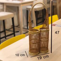 Wine Rack Basket For Gift Made Of Bamboo Kitchen Storage 2 Bottle - thumbnail 4