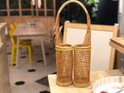 Wine Rack Basket For Gift Made Of Bamboo Kitchen Storage 2 Bottle