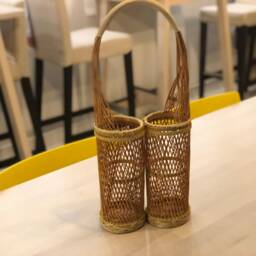 Wine Rack Basket For Gift Made Of Bamboo Kitchen Storage 2 Bottle - thumbnail 3