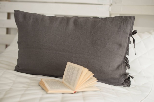 Linen Pillowcase With Ties/Softened Linen Queen, King, Standard Sizes Natural Bedding Pure Boudoir Pillow Case - image 1