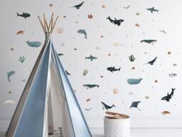 Ocean Friends Wall Sticker Pack, Underwater Decals, Whale Stickers For Walls, Themed Room - thumbnail 1