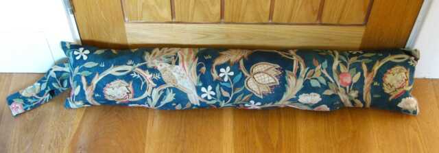 Draught Excluder, William Morris Melsetter, Teal Green Linen Door Stopper, Draft Window Draught Dodger - image 1