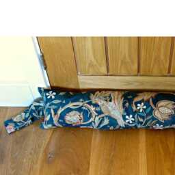 Draught Excluder, William Morris Melsetter, Teal Green Linen Door Stopper, Draft Window Draught Dodger - thumbnail 3