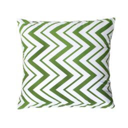 Green Chevron Pillow Cover, 100% Cotton Decorative Cushion - thumbnail 1