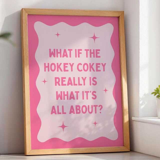 Hokey Cokey Quote Art Print Funky Pink Home Decor - image 1