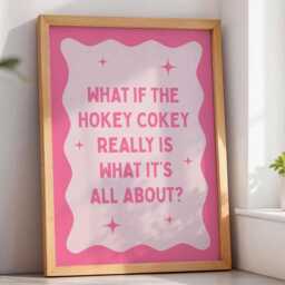 Hokey Cokey Quote Art Print Funky Pink Home Decor - thumbnail 1
