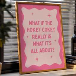 Hokey Cokey Quote Art Print Funky Pink Home Decor - thumbnail 3