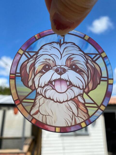 Personalised Shih Tzu Ornament Faux Stained Glass Dog Bauble - image 1